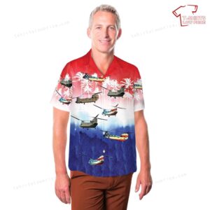 US Army Boeing CH 47 Chinook 4th Of July Hawaiian Shirt 3