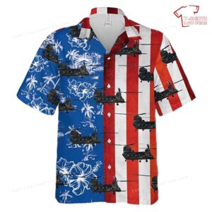 US Army Boeing MH-47-G Beast Chinook 160th SOAR Night Stalkers, 4th Of July Hawaiian Shirt