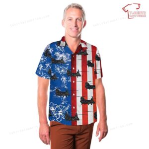 US Army Boeing MH 47 G Beast Chinook 160th SOAR Night Stalkers 4th Of July Hawaiian Shirt 3