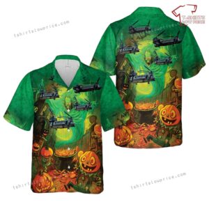 US Army Boeing MH-47G Chinook Halloween Hawaiian Shirt