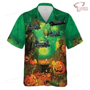 US Army Boeing MH-47G Chinook Halloween Hawaiian Shirt