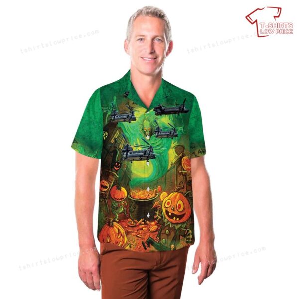 US Army Boeing MH-47G Chinook Halloween Hawaiian Shirt US Army Boeing MH-47G Chinook Halloween Hawaiian Shirt