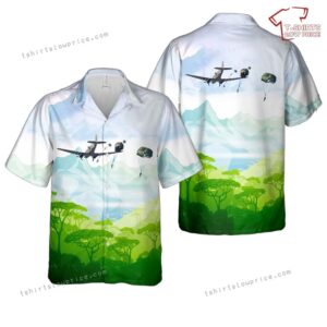 US Army C-47 Boogie Baby paratroopers over Frederick Army Airfield in Oklahoma Hawaiian Shirt