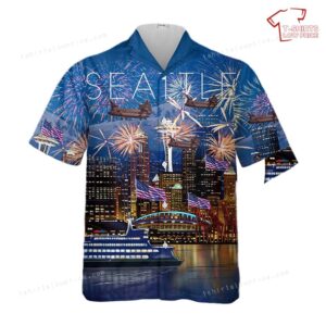 US Army CH-47 Chinook from 1-168th GSAB, Washington Army National Guard, 4th of July Hawaiian Shirt