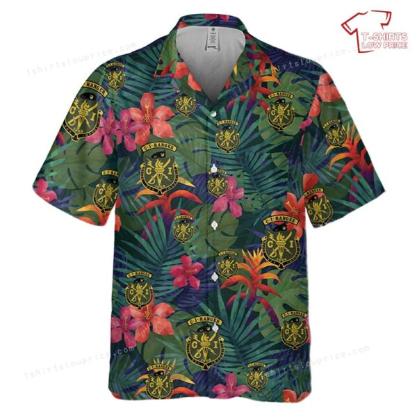 US Army CI Ranger Crest With Crest And Tab Pocket Hawaiian Shirt US Army CI Ranger Crest With Crest And Tab Pocket Hawaiian Shirt