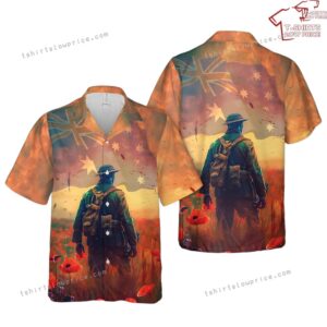 Australia Anzac Day Lest We Forget Poppy Field Soldier Hawaiian Shirt
