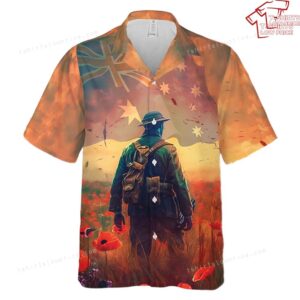 Australia Anzac Day Lest We Forget Poppy Field Soldier Hawaiian Shirt