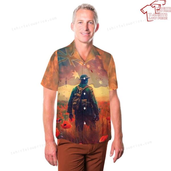 Australia Anzac Day Lest We Forget Poppy Field Soldier Hawaiian Shirt