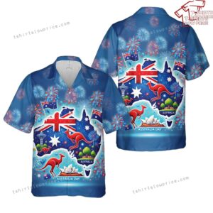 Australia Day Holiday With Flag And Map Hawaiian Shirt
