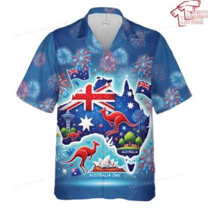 Australia Day Holiday With Flag And Map Hawaiian Shirt