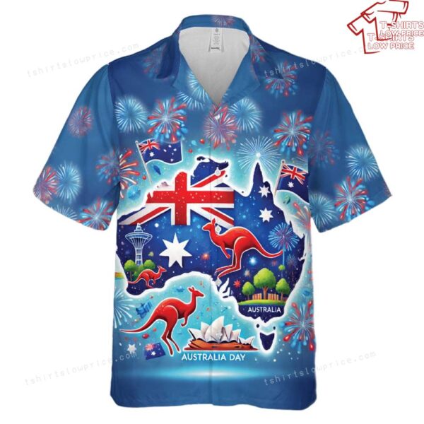 Australia Day Holiday With Flag And Map Hawaiian Shirt Australia Day Holiday With Flag And Map Hawaiian Shirt