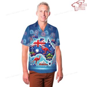 Australia Day Holiday With Flag And Map Hawaiian Shirt 3