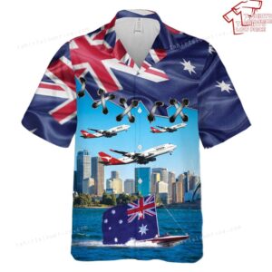 Australia Day Qantas Boeing 787-9 Dreamliner Hawaiian Shirt