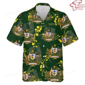 Australia Golden Wattle And Coat of Arms Hawaiian Shirt