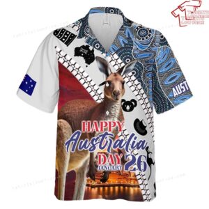 Kangaroo Happy Australia Day Aboriginal Hawaiian Shirt