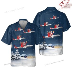 Santa Claus Australia Qantas Boeing 787-9 Dreamliner Pocket Hawaiian Shirt