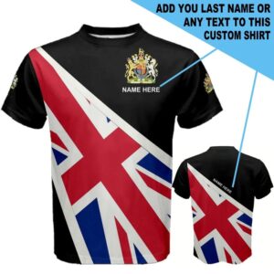 Custom Name United Kingdom Flag Coat of Arms T-shirt