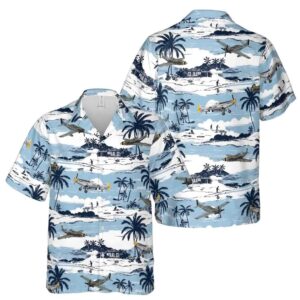 Blue Pastel Aircraft Hawaiian Shirt