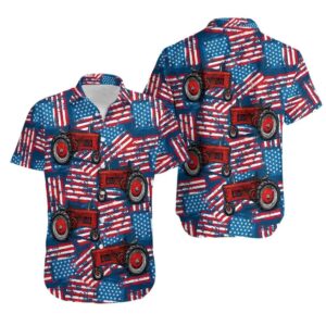 4th Jyly American Flag Patriotic Tractor Hawaiian Shirt