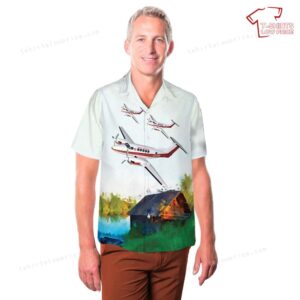 US Army Corps of Engineers Beechcraft 200 Hawaiian Shirt 3