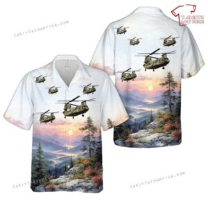 US Army Europe’s 12th Combat Aviation Brigade CH-47 Chinook Hawaiian Shirt