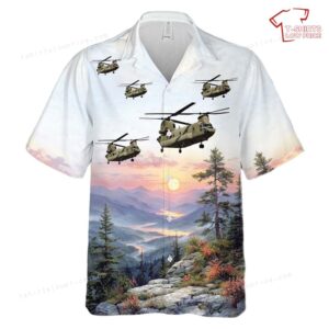 US Army Europe’s 12th Combat Aviation Brigade CH-47 Chinook Hawaiian Shirt