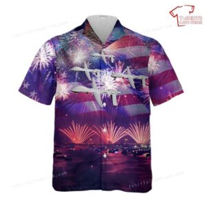 US Army General Atomics MQ-1C Gray Eagle, 4th Of July Hawaiian Shirt