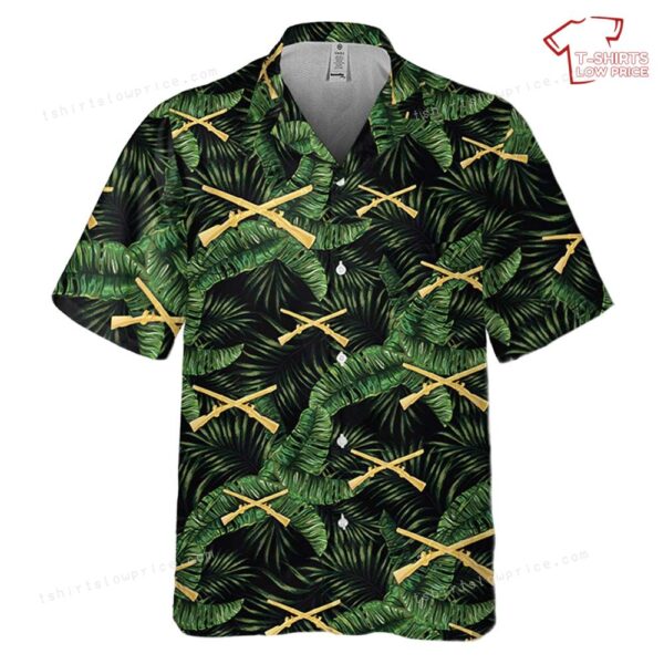 US Army Infantry Branch Queen of Battle Pocket Hawaiian Shirt US Army Infantry Branch Queen of Battle Pocket Hawaiian Shirt