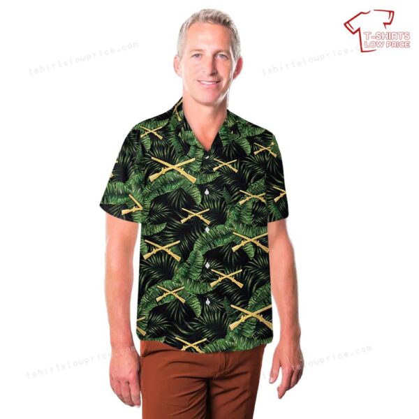US Army Infantry Branch Queen of Battle Pocket Hawaiian Shirt US Army Infantry Branch Queen of Battle Pocket Hawaiian Shirt