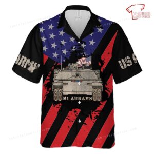 US Army M1 Abrams Tank Flying USA Flag, 4th Of July Hawaiian Shirt