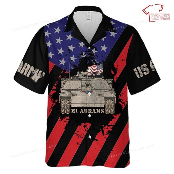 US Army M1 Abrams Tank Flying USA Flag, 4th Of July Hawaiian Shirt US Army M1 Abrams Tank Flying USA Flag, 4th Of July Hawaiian Shirt