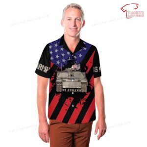 US Army M1 Abrams Tank Flying USA Flag 4th Of July Hawaiian Shirt 3