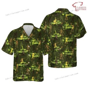 US Army M1 Abrams Tank Seamless Hawaiian Shirt