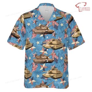 US Army M1 Abrams Tank, 4th Of July Hawaiian Shirt