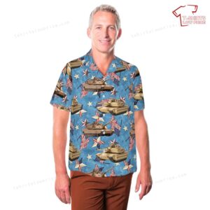 US Army M1 Abrams Tank 4th Of July Hawaiian Shirt 3