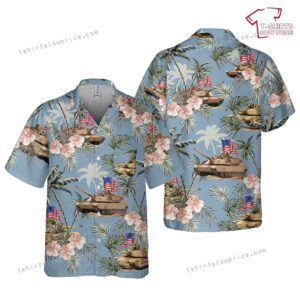 US Army M1 Abrams Tank, 4th Of July Pocket Hawaiian Shirt