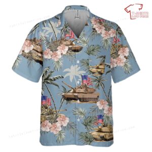 US Army M1 Abrams Tank, 4th Of July Pocket Hawaiian Shirt