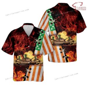 US Army M1 Abrams Tank, St Patrick’s Day Hawaiian Shirt