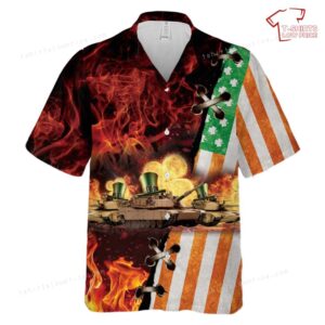 US Army M1 Abrams Tank, St Patrick’s Day Hawaiian Shirt