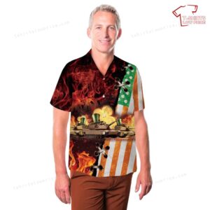 US Army M1 Abrams Tank St Patricks Day Hawaiian Shirt 3