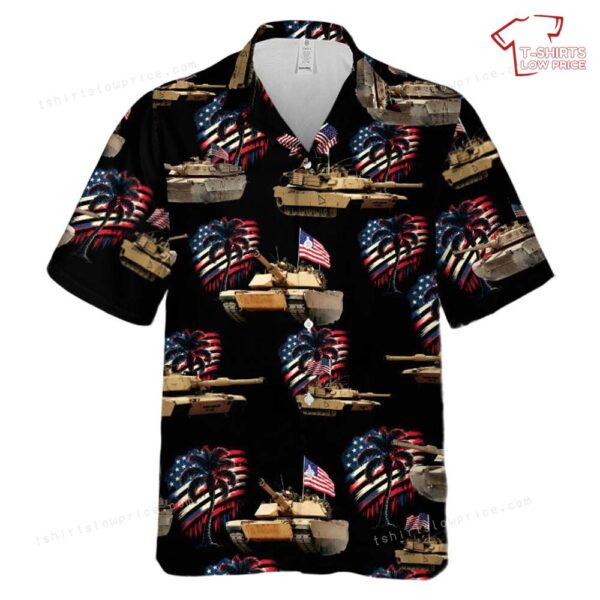 US Army M1A1 Abrams Tank 4th of July Hawaiian Shirt US Army M1A1 Abrams Tank 4th of July Hawaiian Shirt