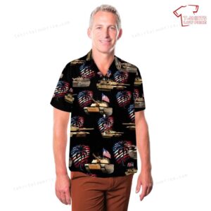 US Army M1A1 Abrams Tank 4th of July Hawaiian Shirt 3