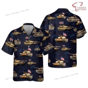 US Army M1A1 Abrams Tank July 4th Pocket Hawaiian Shirt