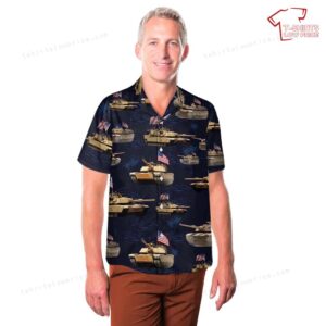 US Army M1A1 Abrams Tank July 4th Pocket Hawaiian Shirt 3