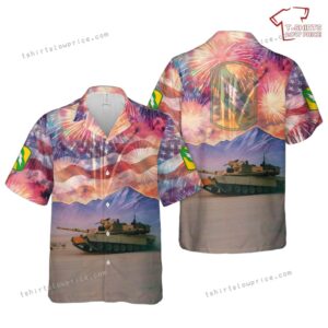US Army M1A2 Abrams Tank 155th Armored Brigade Combat Team, Mississippi Army National Guard, 4th Of July Hawaiian Shirt