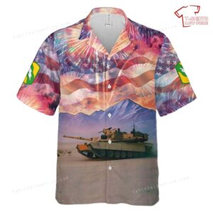 US Army M1A2 Abrams Tank 155th Armored Brigade Combat Team, Mississippi Army National Guard, 4th Of July Hawaiian Shirt