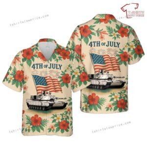 US Army M1A2 SEPV3 Abrams , 4th Of July Hawaiian Shirt