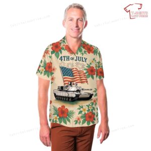 US Army M1A2 SEPV3 Abrams 4th Of July Hawaiian Shirt 3