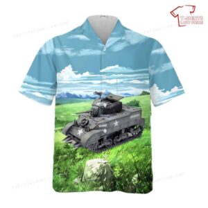 US Army M5A1 Light Tank WWII Hawaiian Shirt