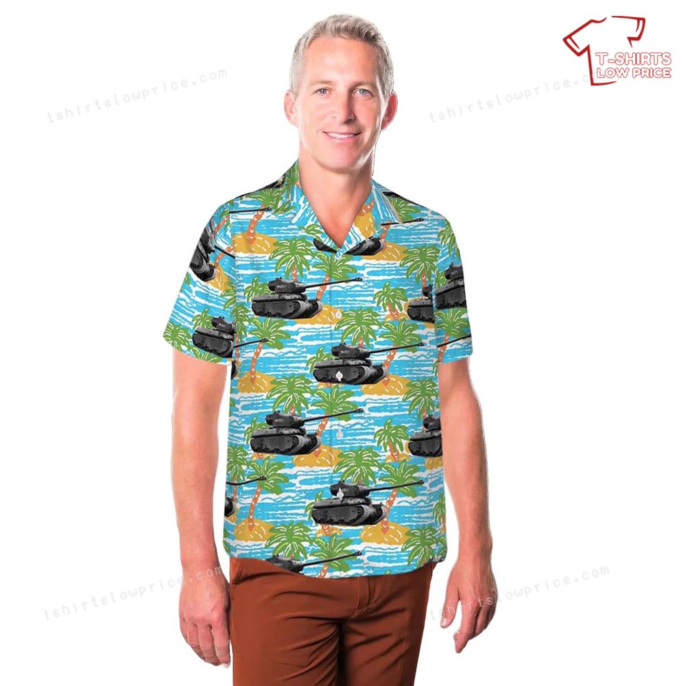 US Army M6A2E1 showing the long 105 mm gun and massive turret Hawaiian Shirt 3 US Army M6A2E1 showing the long 105 mm gun and massive turret Hawaiian Shirt 3
